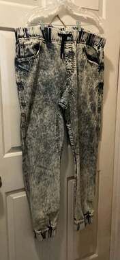 South pole  Acid Wash Denim Drop Crotch Jogger Pants